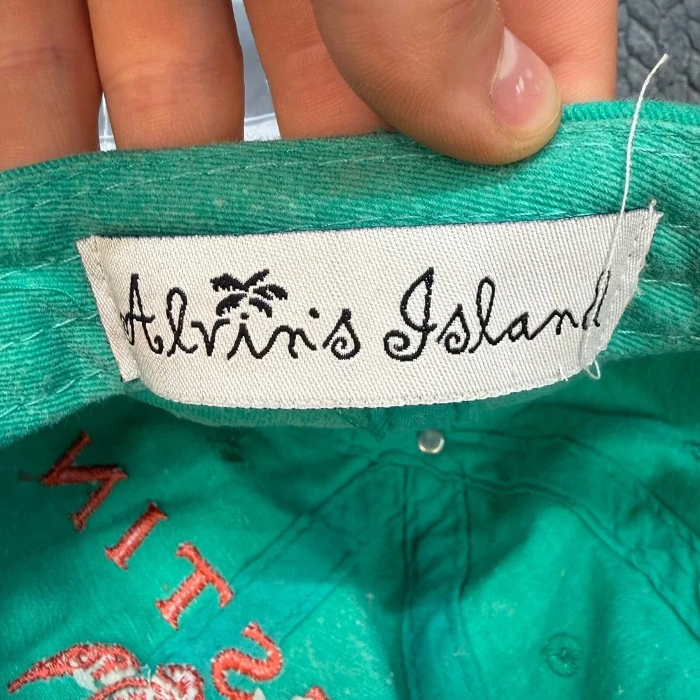 Alvins Island Destin Florida Sea Turtle Hat Green Pigment Dyed Baseball Cap